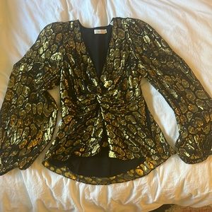 Gorgeous A.L.C. Animal jacquard black and gold top. Silk and metallic. Size 4